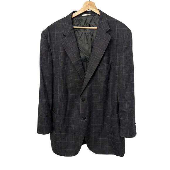Peter Millar Blazer 50T Wool Unstructured Windowpane Gray Blue Sport Coat - Picture 1 of 12
